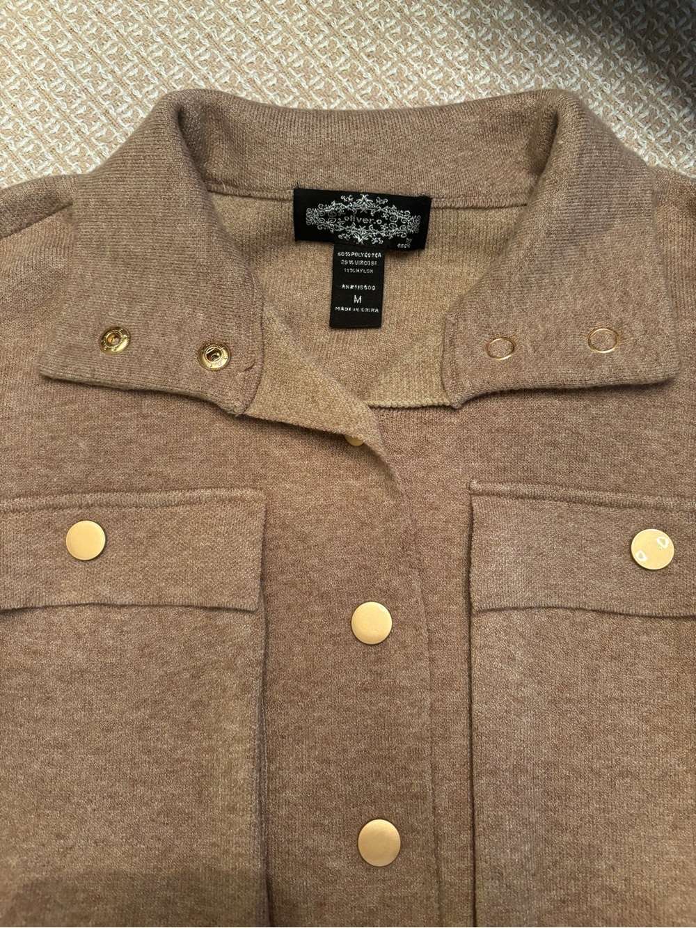Women's Tan Button-Front Wool Blend Jacket